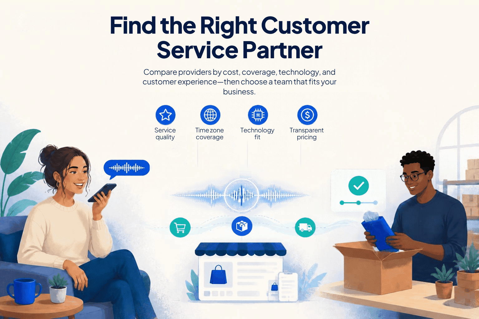 Find the right customer service outsourcing partner by comparing service quality, time zone coverage, technology fit, and pricing