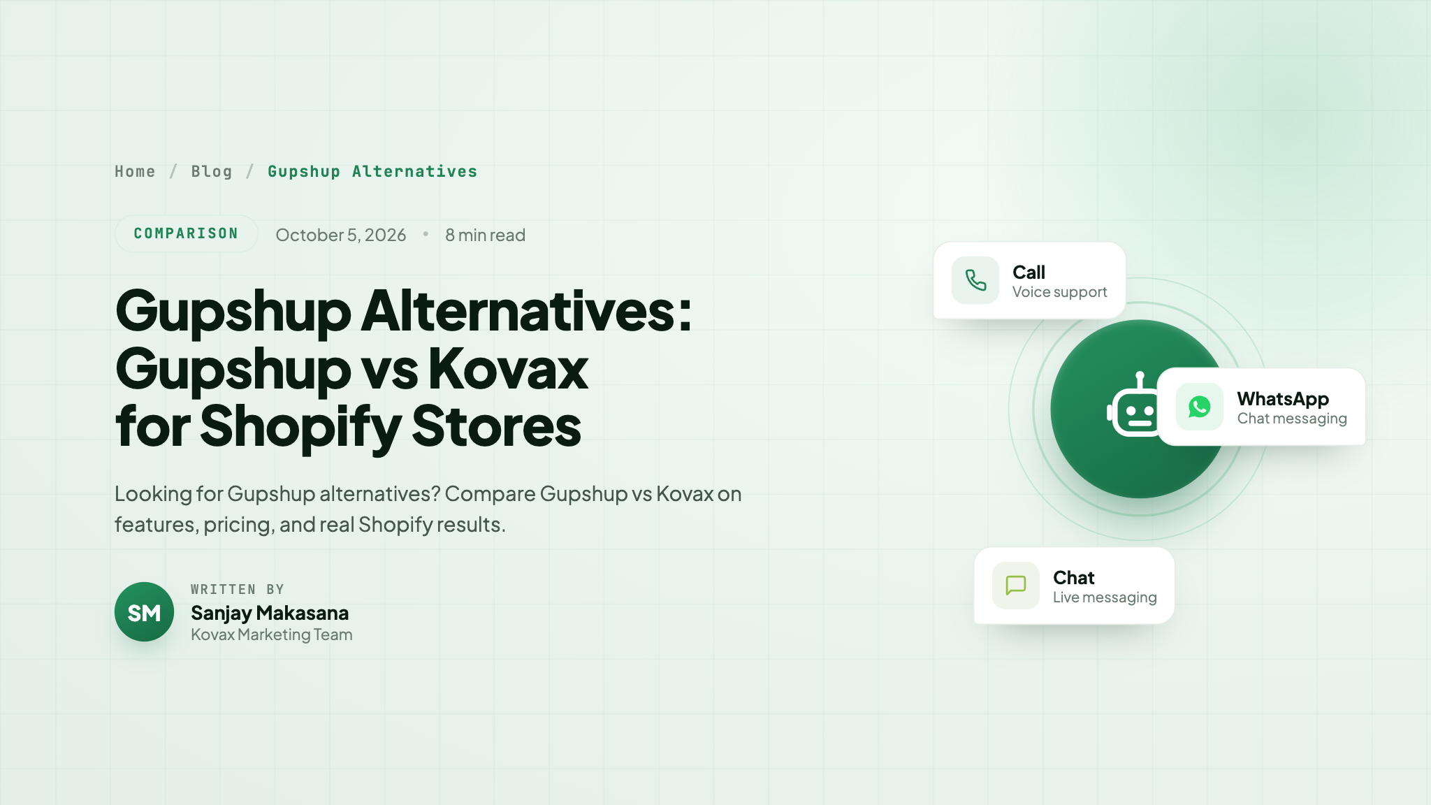 Gupshup Alternatives: Gupshup vs Kovax for Shopify Stores