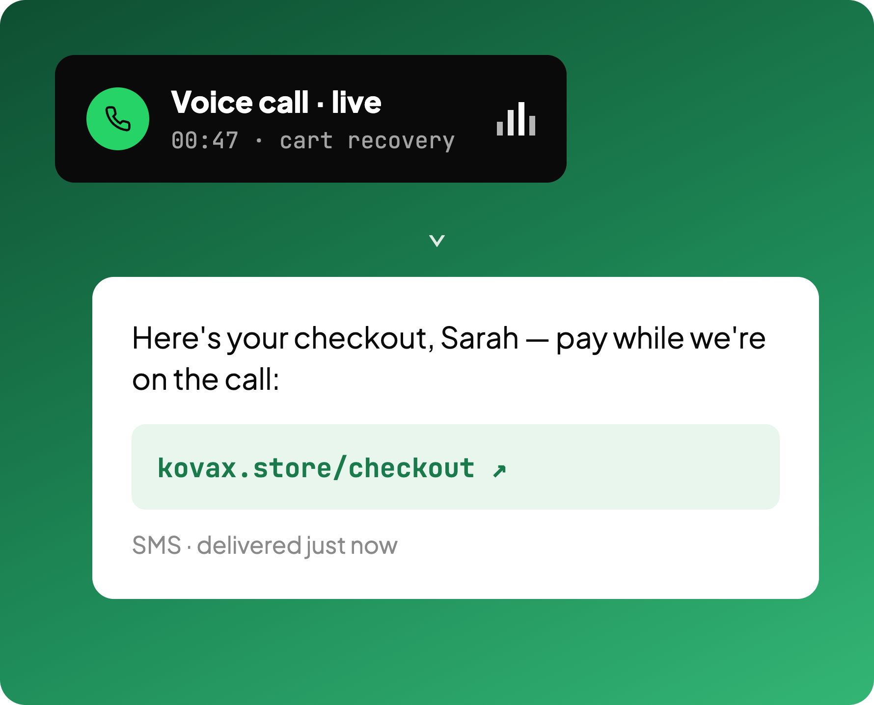 Abandoned cart SMS sent mid-call