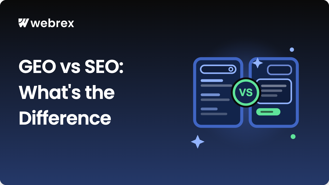 GEO vs SEO comparison: a Google results page on one side and an AI answer citing a brand on the other