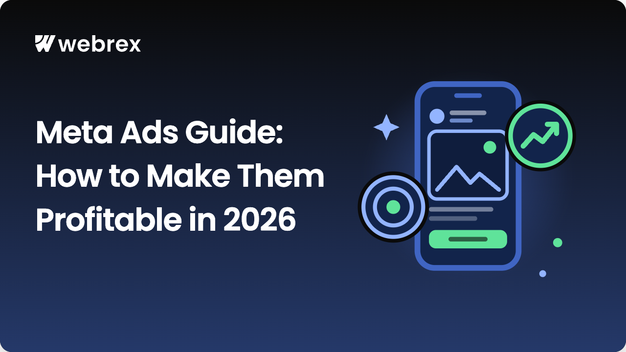 Meta ads guide: a Facebook and Instagram feed ad flowing into a Meta Ads Manager dashboard with results