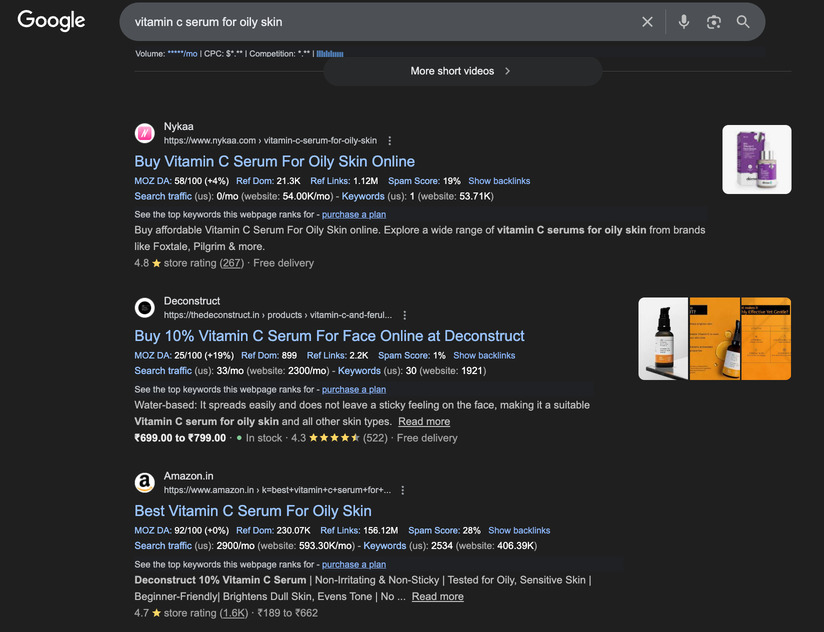 Beauty category page example