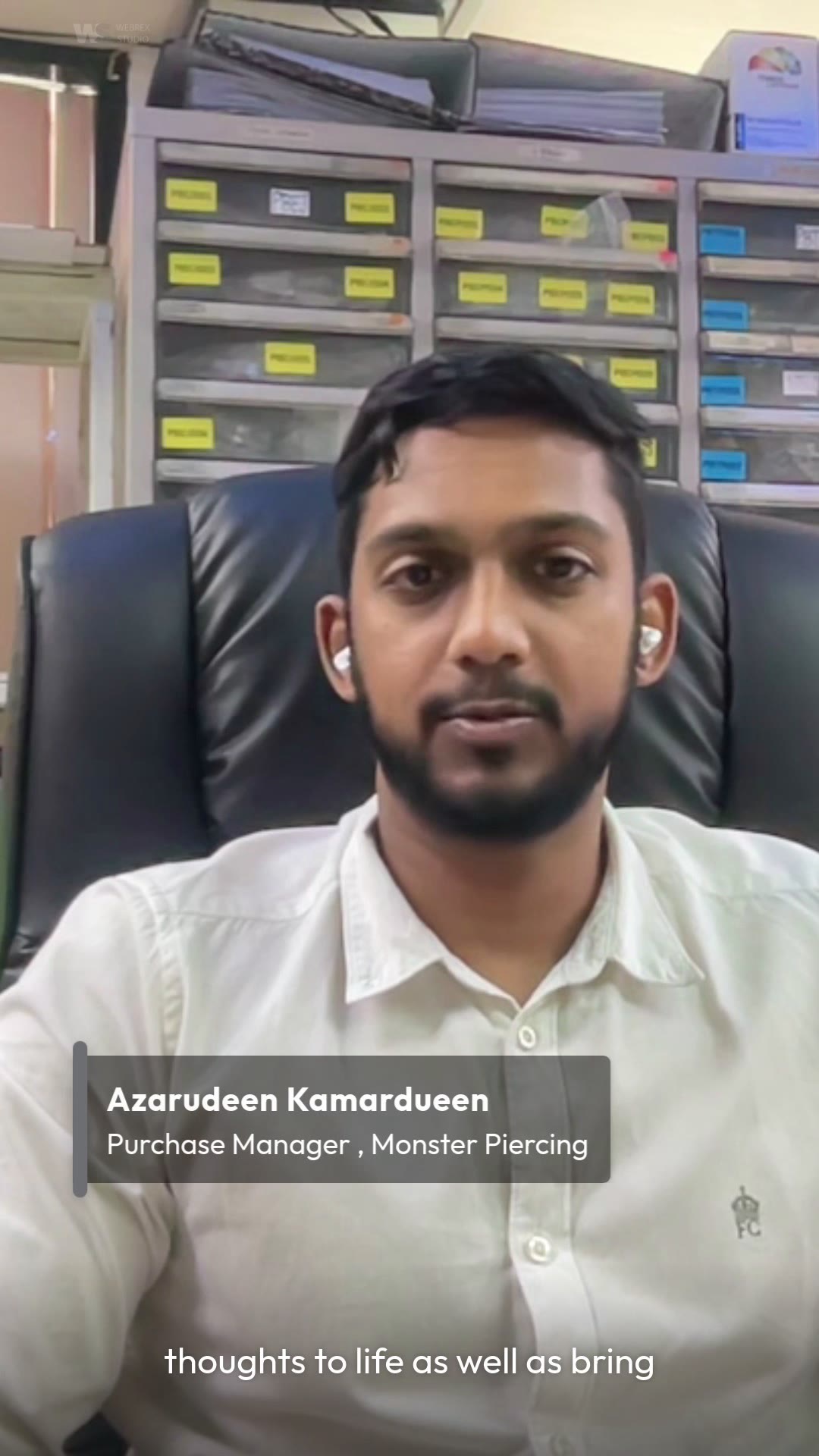 Azarudeen Kamardueen, Purchase Manager at Monster Piercing