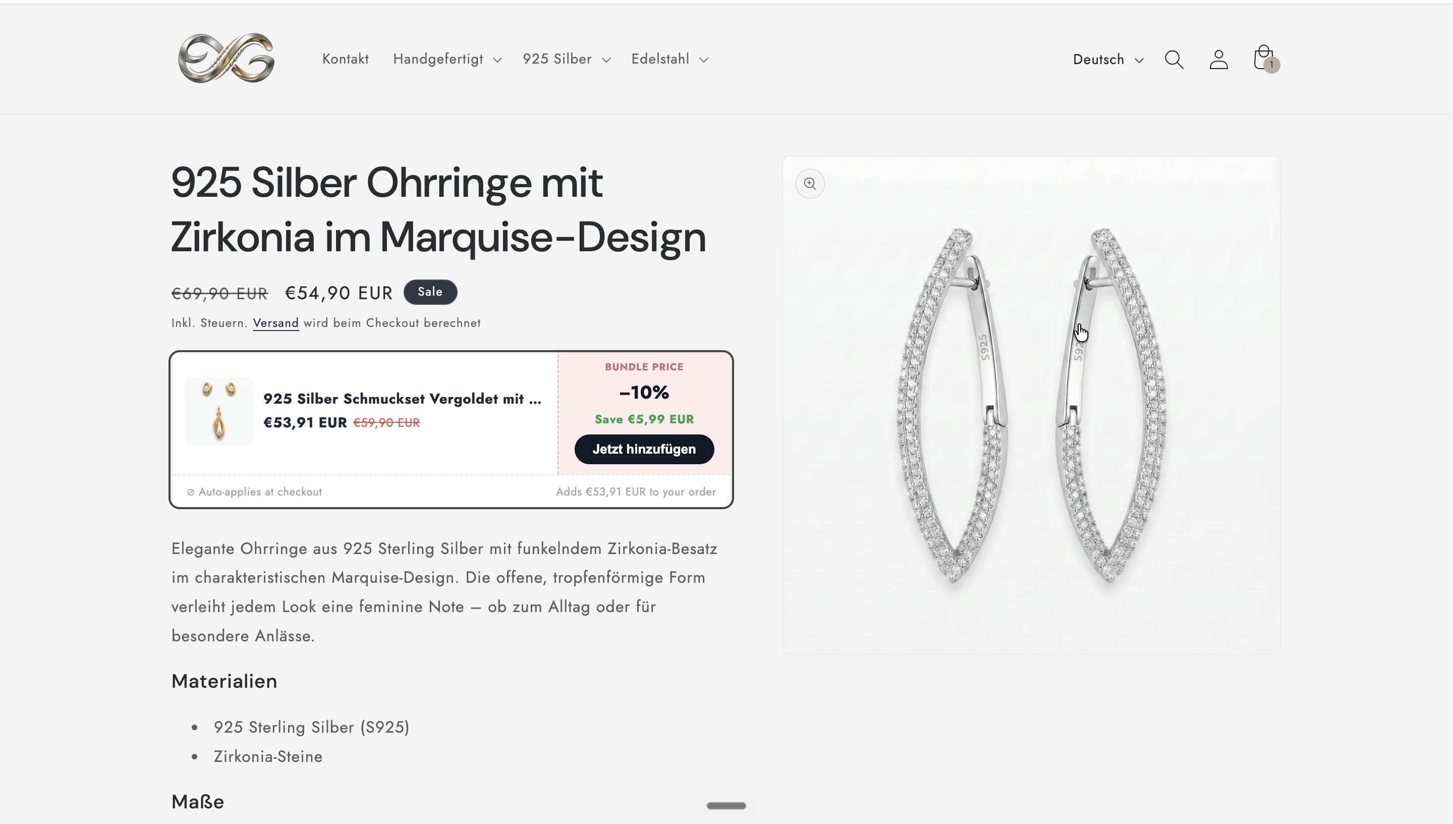 Bundle price panel with combined pricing on a Shopify product page