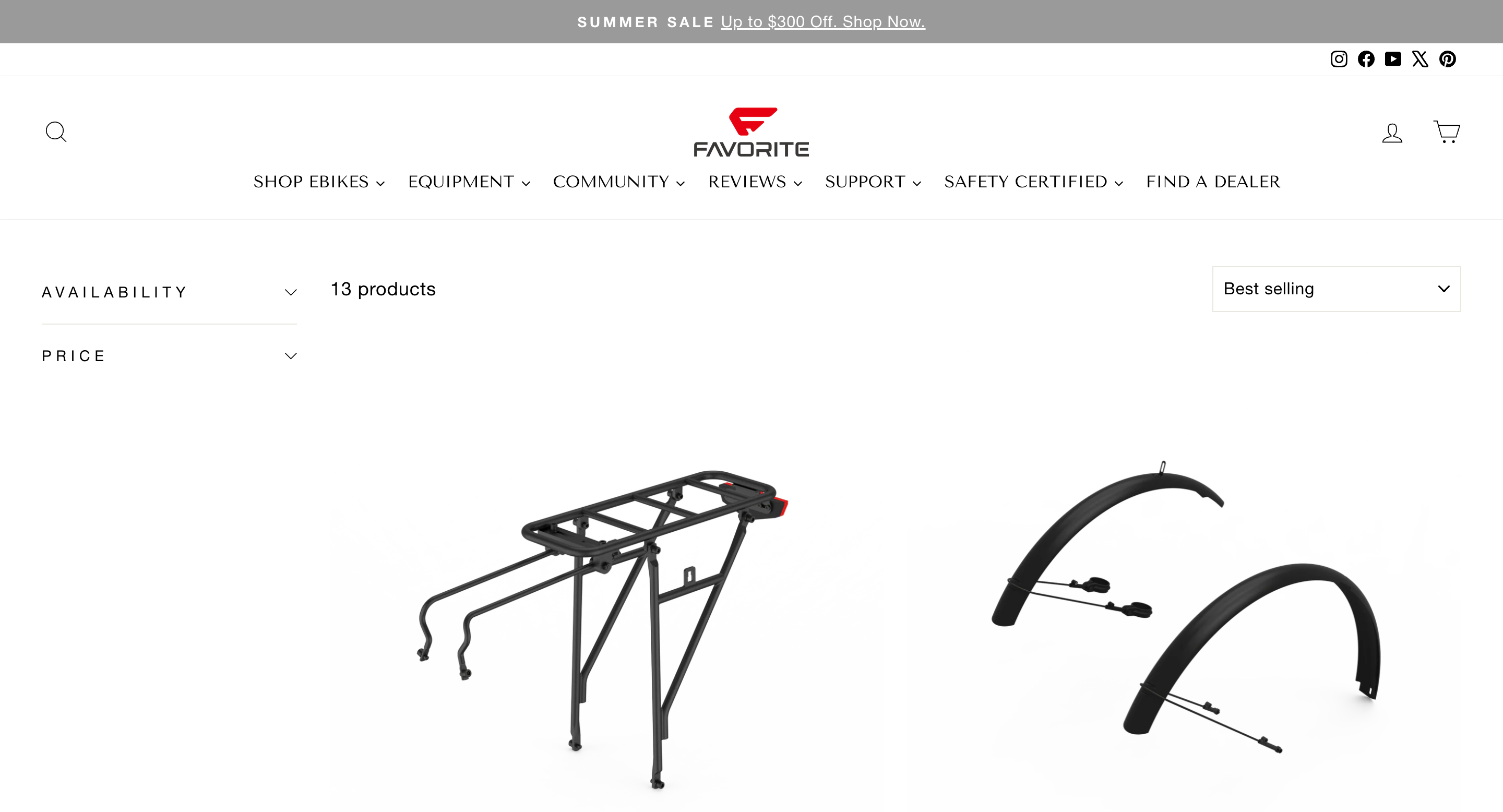 FavoriteBikes collection page before redesign