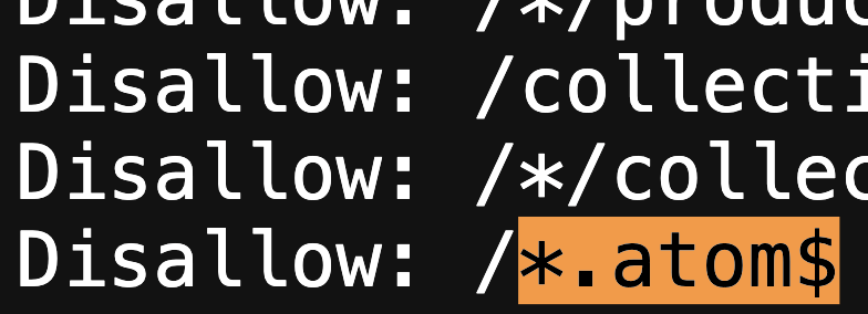 Robots.txt rule to block .atom URLs