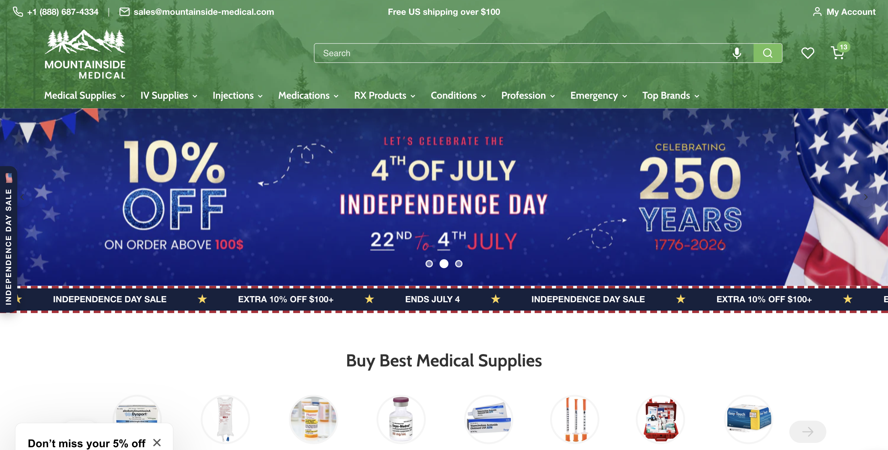 Mountainside Medical's storefront redesigned for the 4th of July sale