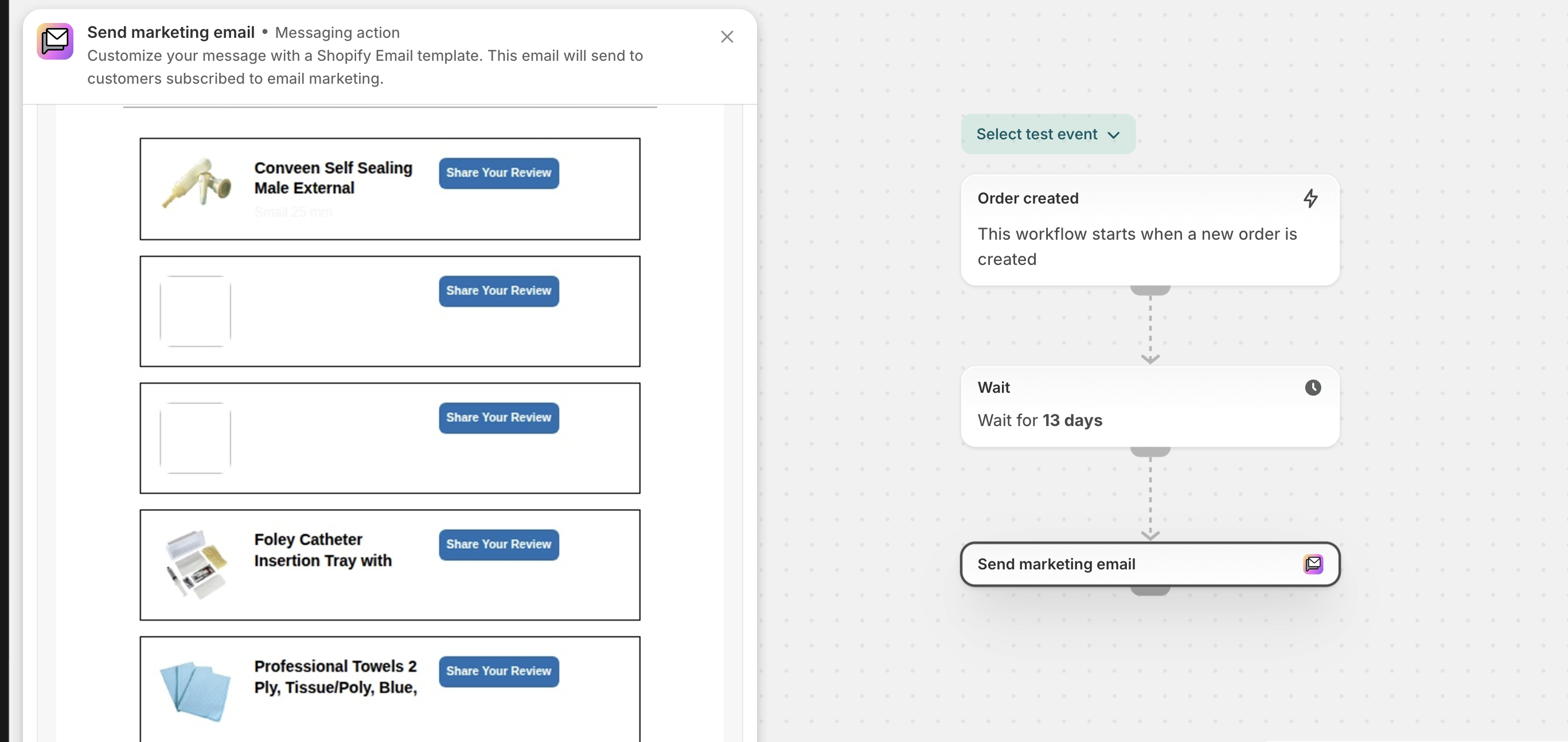 New Shopify Flow — positive/negative review forks